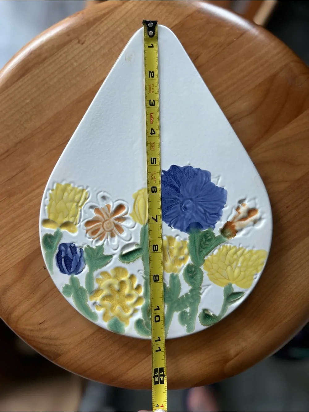 Folkart Bennington Potters 1561 Teardrop Floral Trivet Wall Hanging David Gil